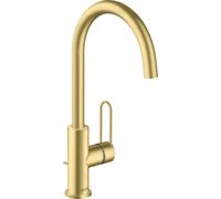 hansgrohe AXOR Uno Mitigeur monocommandé pour lavabo 240, avec poignée-étrier et vidage à tirette, saillie 174mm, 38036950, 38036950, Colorazione: Ottone spazzolato