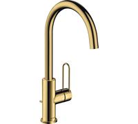 hansgrohe AXOR Uno Mitigeur monocommandé pour lavabo 240, avec poignée-étrier et vidage à tirette, saillie 174mm, 38036990, 38036990, Colorazione: Ottica in oro lucido