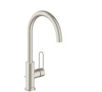 hansgrohe AXOR Uno Mitigeur monocommandé pour lavabo 240, avec poignée-étrier et vidage à tirette, saillie 174mm, 38036800, 38036800, Colorazione: Ottica in acciaio inossidabile