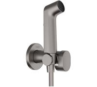 hansgrohe Bidette Douchette à main 1jet S EcoSmart pour eau froide, avec support de douche et flexibles de douche 125cm, 29230340, 29230340, Colorazione: Cromo nero spazzolato