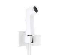 hansgrohe Bidette Douchette à main 1jet E EcoSmart pour eau froide, avec support de douche et flexibles de douche, design anguleux, 29231700, 29231700, Colorazione: Bianco opaco