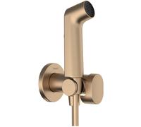 hansgrohe Bidette Douchette à main 1jet S EcoSmart pour eau froide, avec support de douche et flexibles de douche 125cm, 29230140, 29230140, Colorazione: Bronzo spazzolato
