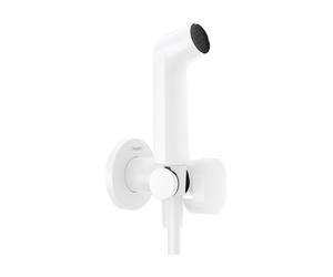hansgrohe Bidette Douchette à main 1jet S EcoSmart pour eau chaude avec support de douche et flexibles de douche 125cm, 29232700, 29232700, Colorazione: Bianco opaco