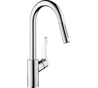 hansgrohe Cento - Rubinetto da cucina con doccetta estraibile (2 getti), Miscelatore cucina con altezza bocca, Rubinetto monocomando con bocca girevole, cromo, 14803000