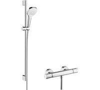 Hansgrohe Croma Select E - Set doccia Vario con termostato, 3 getti, asta doccia 900 mm, bianco/cromato 27082400