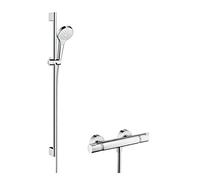 Hansgrohe Croma Select S - Set doccia Vario con termostato, 3 getti, asta doccia 900 mm, bianco/cromato 27014400