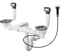 hansgrohe D15-11 Set scarico automatico e troppopieno per lavello a vasca doppia, acciaio, 43932800