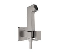 hansgrohe Doccetta bidette E con 1 tipo di getto a risparmio idrico (EcoSmart), incl. valvola d'arresto, supporto doccia e flessibile doccia 1,25 m, per acqua fredda, cromo nero spazzolato, 29231340