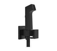 hansgrohe Bidette Douchette à main 1jet E EcoSmart pour eau froide, avec support de douche et flexibles de douche, design anguleux, 29231670, 29231670, Colorazione: nero opaco