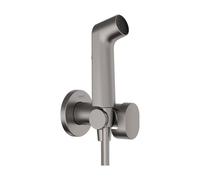 hansgrohe Doccetta bidette S con 1 tipo di getto a risparmio idrico (EcoSmart), incl. valvola d'arresto, supporto doccia e flessibile doccia 1,25 m, per acqua fredda, cromo nero spazzolato, 29230340