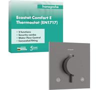 hansgrohe Ecostat Comfort E - Miscelatore termostatico incasso con combinazione di sicurezza, Rubinetto con blocco di sicurezza a 40° C, Termostato, 2 utenze, cromo nero spazzolato, 33716340