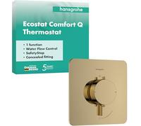 hansgrohe Ecostat Comfort Q - Miscelatore termostatico incasso, Rubinetto termostatico con blocco di sicurezza (SafetyStop) a 40° C, Termostato, 1 utenza, oro lucido, 33712990