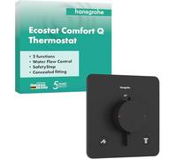 hansgrohe Ecostat Comfort Q - Miscelatore termostatico incasso, Rubinetto termostatico con blocco di sicurezza (SafetyStop) a 40° C, Termostato, 2 utenze, nero opaco, 33713670