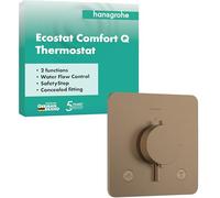 hansgrohe Ecostat Comfort Q - Miscelatore termostatico incasso, Rubinetto termostatico con blocco di sicurezza (SafetyStop) a 40° C, Termostato, 2 utenze, bronzo spazzolato, 33713140