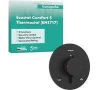 hansgrohe Ecostat Comfort S - Miscelatore termostatico incasso con combinazione di sicurezza, Rubinetto con blocco di sicurezza (SafetyStop) a 40° C, Termostato, 2 utenze, nero opaco, 33718670