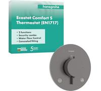 hansgrohe Ecostat Comfort S - Miscelatore termostatico incasso con combinazione di sicurezza, Rubinetto con blocco di sicurezza a 40° C, Termostato, 2 utenze, cromo nero spazzolato, 33718340