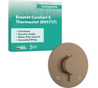 hansgrohe Ecostat Comfort S - Miscelatore termostatico incasso con combinazione di sicurezza, Rubinetto con blocco di sicurezza (SafetyStop) a 40° C, Termostato, 2 utenze, bronzo spazzolato, 33718140