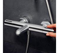 hansgrohe Ecostat élément thermostatique pour baignoire, saillie 177mm, apparent, 2 consommateurs, 13347000, 13347000, Colorazione: cromo