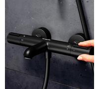 hansgrohe Ecostat élément thermostatique pour baignoire, saillie 177mm, apparent, 2 consommateurs, 13347670, 13347670, Colorazione: nero opaco