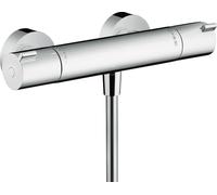 hansgrohe Ecostat - Miscelatore termostatico per doccia esterno, Rubinetto termostatico con blocco di sicurezza (SafetyStop) a 40° C, Termostato per doccia, 1 utenza, cromo, 13211000