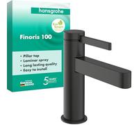 hansgrohe Finoris 76013340 - Rubinetto per lavabo per acqua fredda senza scarico, rubinetto per WC con beccuccio, altezza 92 mm, miscelatore per lavabo a risparmio idrico (EcoSmart), cromato