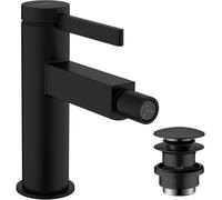 hansgrohe Finoris miscelatore monocomando per bidet con scarico push-open, sporgenza 129 mm, 76200, Colorazione: Nero opaco