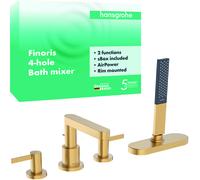 hansgrohe Finoris robinetterie de bord de baignoire 4 trous avec boîte à flexible (sBox), saillie 152 mm, 76444140, 76444140, Colorazione: Bronzo spazzolato