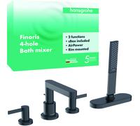 hansgrohe Finoris robinetterie de bord de baignoire 4 trous avec boîte à flexible (sBox), saillie 152 mm, 76444340, 76444340, Colorazione: Cromo nero spazzolato