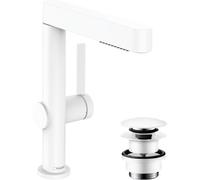 hansgrohe Finoris robinetterie de lavabo 230 avec douchette extractible, 2 types de jets et vidage Push-Open, portée 178mm, 76063700, 76063700, Colorazione: bianco opaco