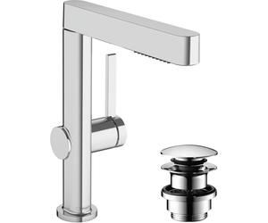 hansgrohe Finoris robinetterie de lavabo 230 avec douchette extractible, 2 types de jets et vidage Push-Open, portée 178mm, 76063000, 76063000, Colorazione: cromo