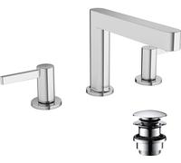 hansgrohe Finoris robinetterie de lavabo 3 trous 110 avec vidage Push-Open, portée 169mm, 76033000, 76033000, Colorazione: cromo