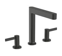 hansgrohe Finoris robinetterie de lavabo 3 trous 160 avec vidage Push-Open, portée 169mm, 76034340, 76034340, Colorazione: Cromo nero spazzolato
