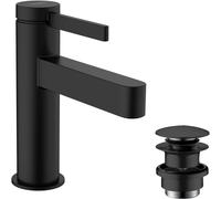hansgrohe Finoris robinetterie de lavabo monocommande 100 avec vidage PUSH-Open, portée 126mm, 76010670, 76010670, Colorazione: nero opaco
