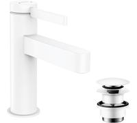 hansgrohe Finoris robinetterie de lavabo monocommande 100 avec vidage PUSH-Open, portée 126mm, 76010700, 76010700, Colorazione: bianco opaco