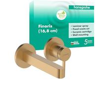 hansgrohe Finoris - Rubinetto lavabo a incasso per montaggio a parete, Miscelatore lavabo risparmio idrico (EcoSmart) con bocca di erogazione 168 mm, bronzo spazzolato, 76051140