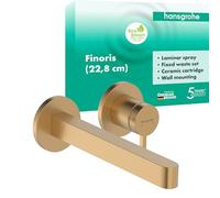 hansgrohe Finoris - Rubinetto lavabo a incasso per montaggio a parete, Miscelatore lavabo risparmio idrico (EcoSmart) con bocca di erogazione 228 mm, bronzo spazzolato, 76050140
