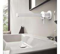 hansgrohe Finoris rubinetto lavabo a parete, 76050700, Finoris bianco opaco [Rubinetteria Bagno > Rubinetteria Lavabo]