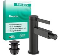 hansgrohe Finoris - Rubinetto per bidet con push-open, Miscelatore monocomando con altezza bocca 99 mm, cromo nero spazzolato, 76200340