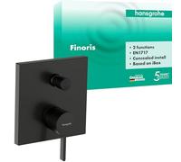 hansgrohe Finoris - Rubinetto per vasca da bagno incasso per 2 utenze, con valvola antiriflusso, Miscelatore monocomando per vasca per iBox universal, cromo nero spazzolato, 76416340