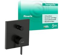 hansgrohe Finoris - Rubinetto per vasca da bagno incasso per 2 utenze, Miscelatore monocomando per vasca per iBox universal, cromo nero spazzolato, 76415340