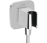 hansgrohe FixFit E - Attacco a parete per tubo doccia con supporto per doccetta, con dispositivo antiriflusso, cromo, 26485000
