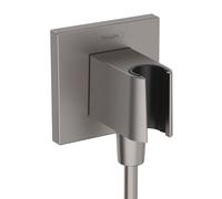 hansgrohe Fixfit Porter E supporto doccetta con collegamento tubo flessibile, 26889340, Fixfit Porter E nero cromato spazzolato [Rubinetteria Bagno > Prese d‘Acqua]