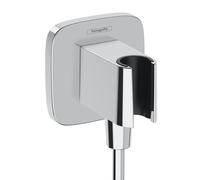hansgrohe Fixfit Porter Q supporto doccetta con collegamento tubo flessibile, 26887000, Fixfit Porter Q cromo [Rubinetteria Bagno > Prese d‘Acqua]