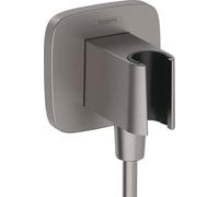 hansgrohe FixFit Q Raccordo Parete con Supporto Doccia, Cromo Nero Spazzolato, 26887340