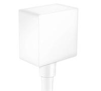 Raccordo per tubo flessibile Axor Starck FixFit a misura di mano con dispositivo antiriflusso e angolo in plastica, colorazione: bianco opaco