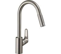 hansgrohe Focus M41 Miscelatore cucina monocomando 240, doccetta estraibile, 2 getti, acciaio inox, 31815800