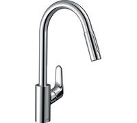 Hansgrohe Focus M41 - Miscelatore da lavello M4116-H240 con doccetta estraibile, sBOX, cromato 73880000