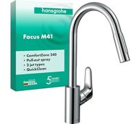 Hansgrohe Focus E2 - Miscelatore monocomando per lavello 240 con doccetta estraibile, cromato 31815000