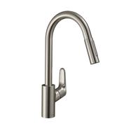 hansgrohe Focus M41 miscelatore monocomando per cucina 240, Eco, 2 tipi di getto, 31833, Colorazione: Finitura in acciaio inox - 31833800