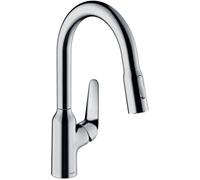Hansgrohe Focus M42 miscelatore monocomando cucina 180, doccia estraibile, 2 getti, Colorazione: cromo